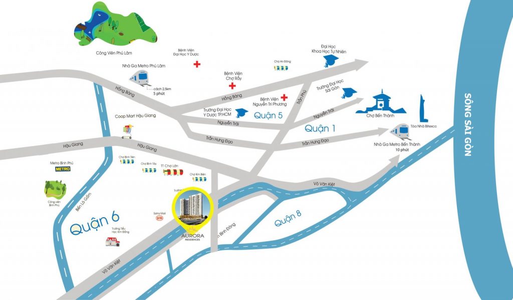 Bản đồ vị trí kết nối UAT Aurora Riverside 2026